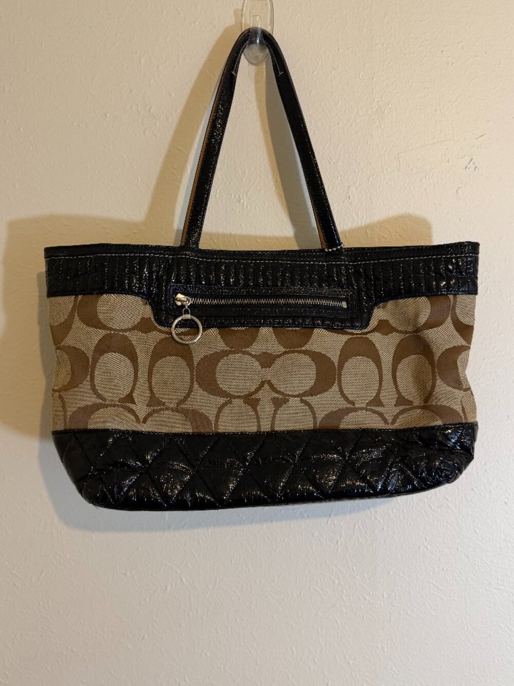 Coach Signature Poppy Quilted Satchel Purse